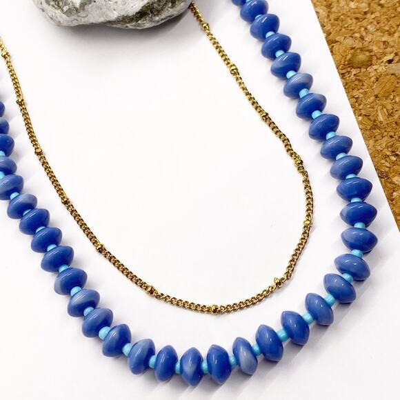 NEW Summer Blue Semiprecious Stone Necklace - Picture 1 of 9